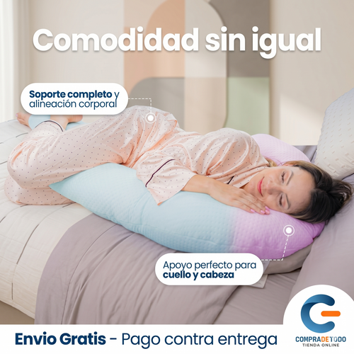 ALMOHADA ERGONÓMICA TIPO BASTÓN PARA EMBARAZO.