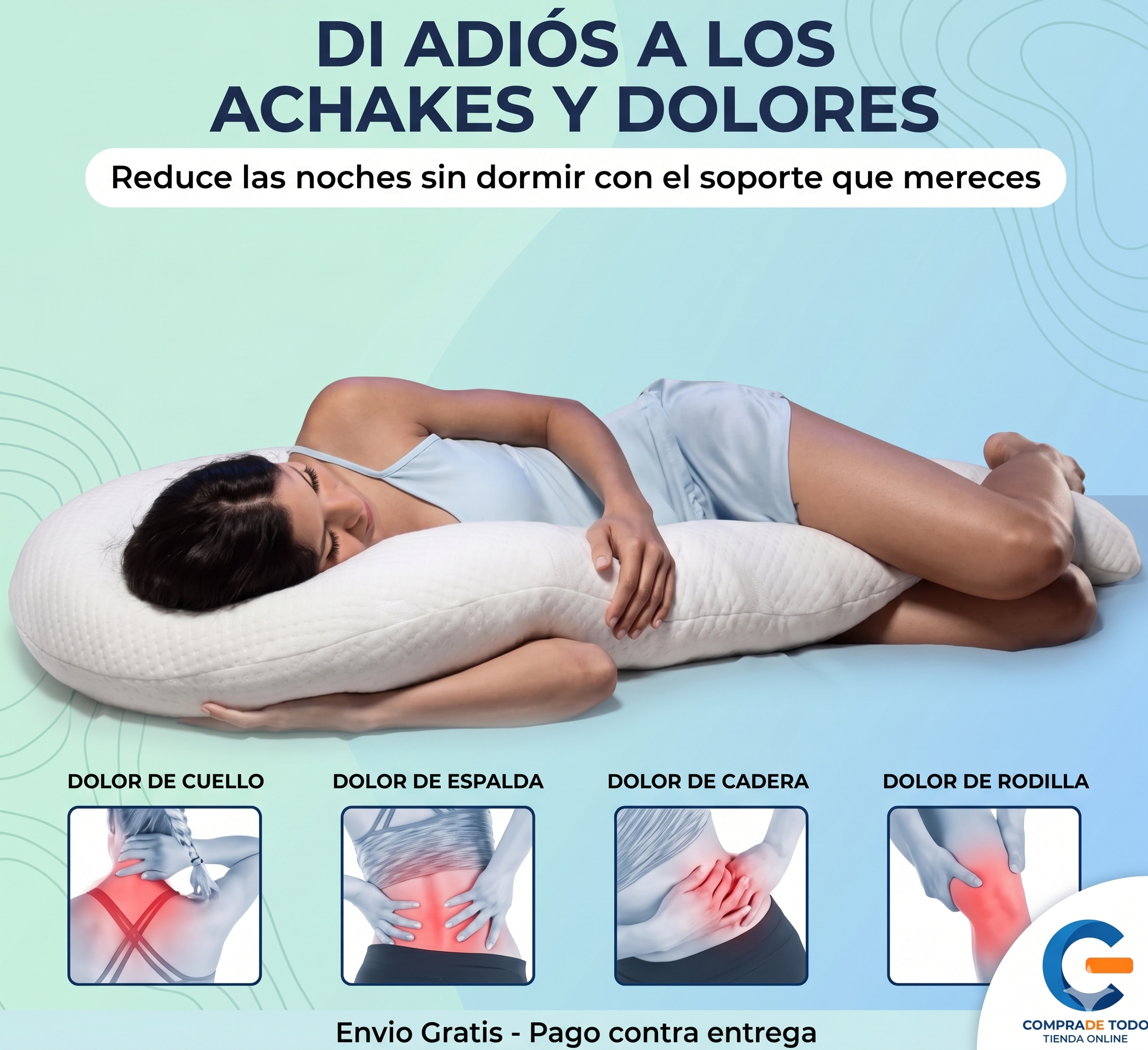ALMOHADA ERGONÓMICA TIPO BASTÓN PARA EMBARAZO.