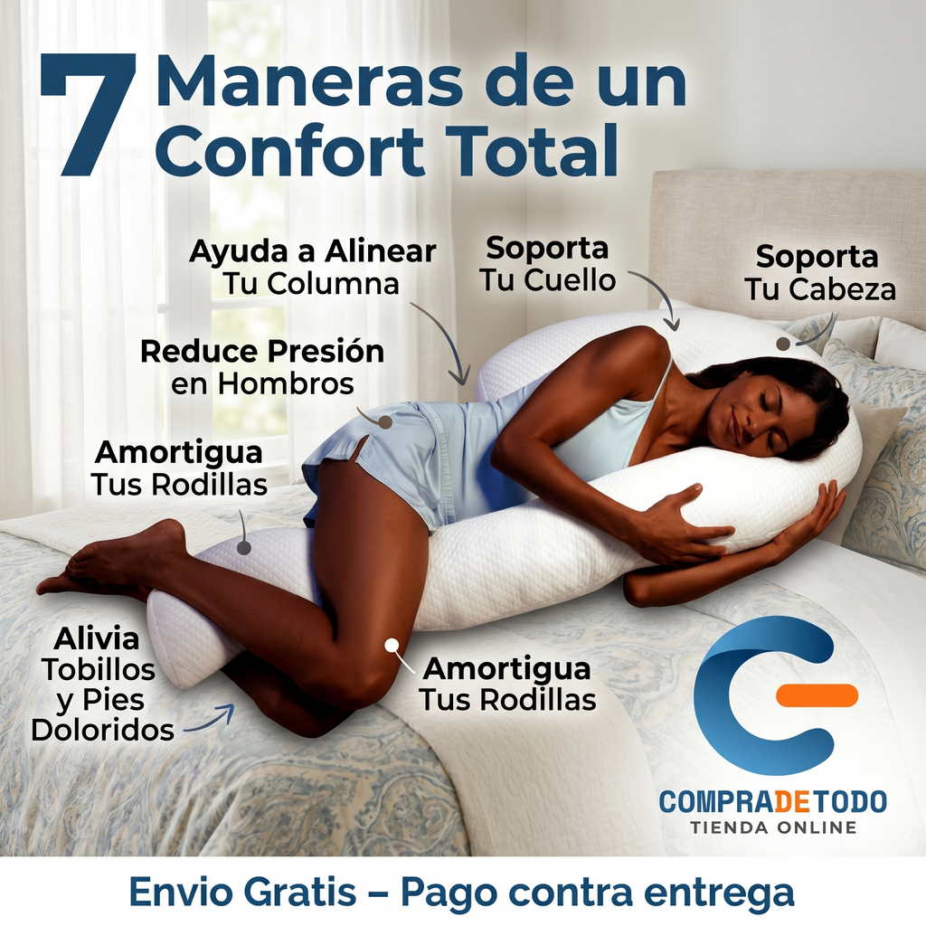 ALMOHADA ERGONÓMICA TIPO BASTÓN PARA EMBARAZO.