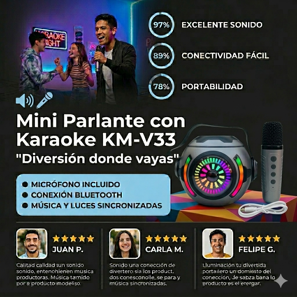 Mini Parlante Con Karaoke  KM-V33 FX